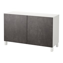 BESTÅ, storage combination with doors, White Kallviken / Stubbarp / dark gray concrete effect