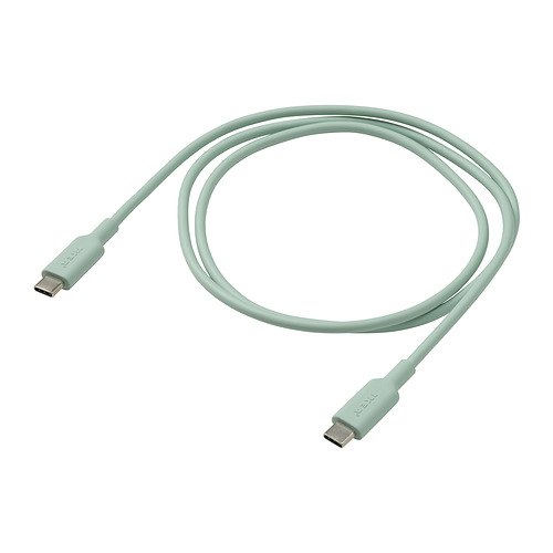 Cable usb-c verde menta, material tpe flexible, forma en espiral.