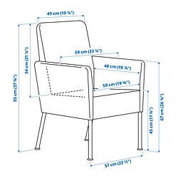 Measurement Illustration - VITTSKÄR armchair