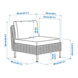 Ilustración de medidas - VITTSKÄR sillón modular exterior