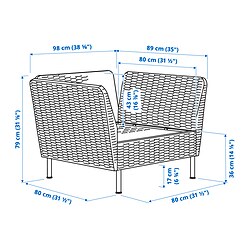 Ilustración de medidas - VITTSKÄR tumbona modular