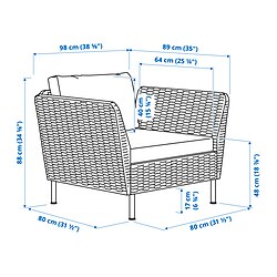 Ilustración de medidas - VITTSKÄR sillón de exterior modular