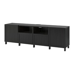BESTÅ, TV bench with doors and drawers, Black-brown / Hanviken black-brown