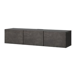 BESTÅ, TV unit with doors, Black-brown / Kallviken concrete effect