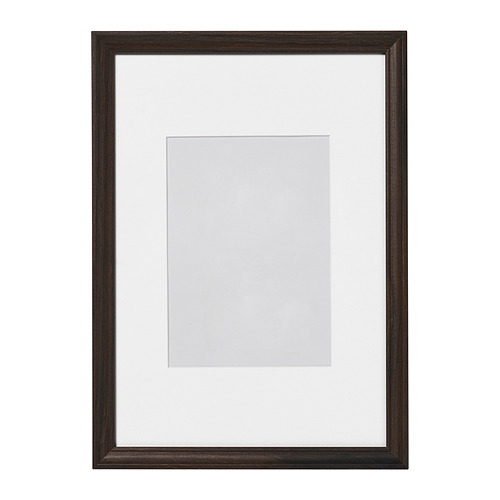 KLOTKÖRSBÄR marco de fotos marrón oscuro con mate blanco, aspecto madera, vertical u horizontal.