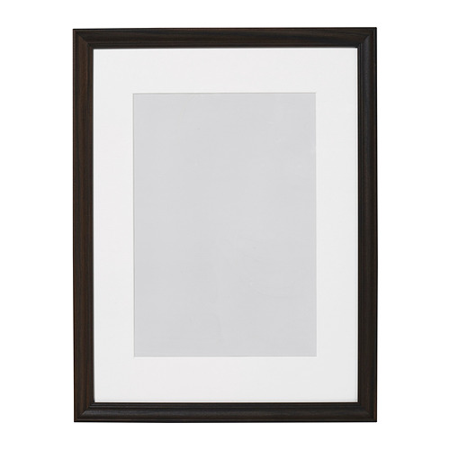 Marco de fotos KLOTKÖRSBÄR débil, negro, acabado en madera, rectangular, blanco mate.