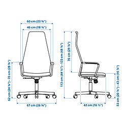 Measurement Illustration - HUVUDSPELARE gaming chair