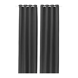 IKEA Lanzarote - GINSTMOTT curtains, 1 pair, with eyelets/dark grey ...