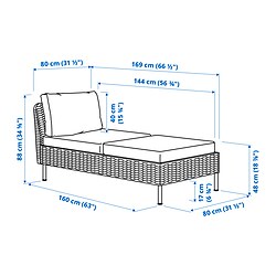 Ilustración de medidas - VITTSKÄR chaise longue modular exterior
