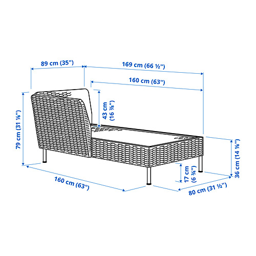 Ilustración con medidas del producto: VITTSKÄR.
