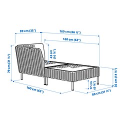 Ilustración de medidas - VITTSKÄR chaise longue modular