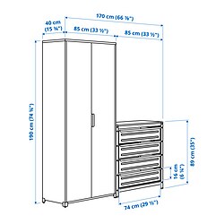 Measurement Illustration - BROR shelf unit with cabinets/drawers