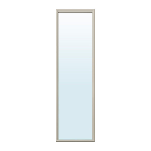 Espejo NYPONBUSKE, elegante marco beige, forma rectangular vertical, diseño moderno.