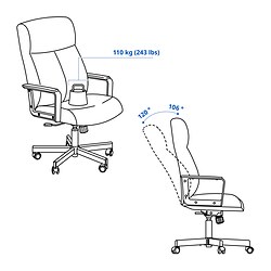 Ilustración de medidas - MILLBERGET silla giratoria