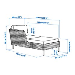 Ilustración de medidas - VITTSKÄR chaise longue modular