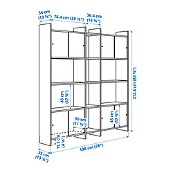 Ilustración de medidas - LÅDMAKARE mueble de almacenaje con puertas correderas y 7 estantes
