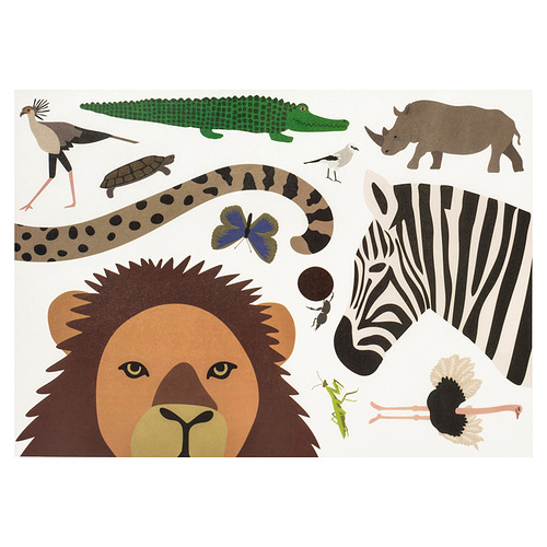 Pegatinas vibrantes de escenas de safari: león, cebra, rinoceronte, cocodrilo en papel de alta calidad.