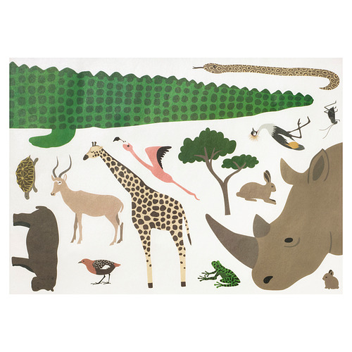 Pegatinas ilustrativas de la sabana: jirafa, rinoceronte, flamenco y más. Fíjalo a las paredes o a los muebles para crear una decoración divertida de la habitación.