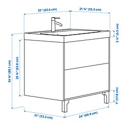 Measurement Illustration - TÄNNFORSEN/ORRSJÖN Bathroom vanity with sink & faucet