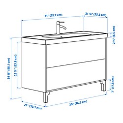 Measurement Illustration - TÄNNFORSEN/ORRSJÖN Bathroom vanity with sink & faucet