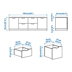 Ilustración de medidas - NORDLI Cómoda de 6 cajones