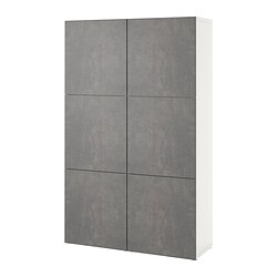 BESTÅ, storage combination with doors, White / Kallviken dark gray concrete effect