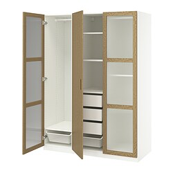 PAX/GULLABERG, wardrobe combination, TONSTAD oak veneer / glass