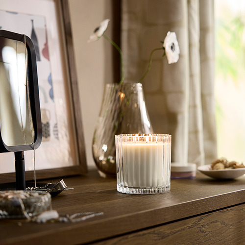 TOFSTÄRNA, scented candle in glass, 2 wicks. 2 of 5 open dialog