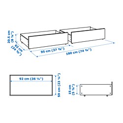 Measurement Illustration - MALM underbed storage box for high bed