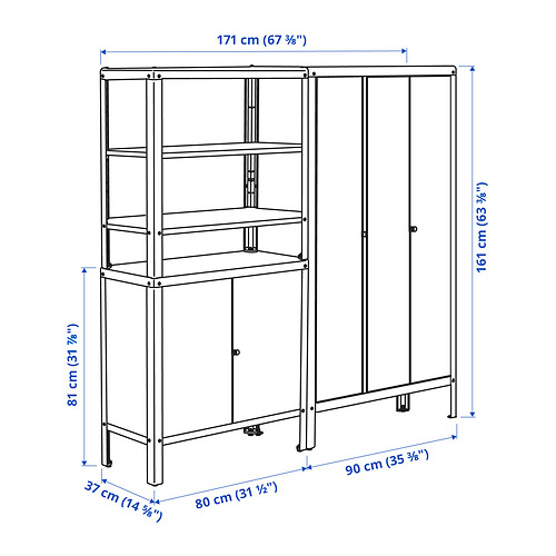 KOLBJÖRN, shelving unit with 2 cabinets 9 of 9 open dialog