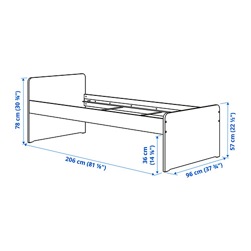 SLÄKT / NATTAPA, estructura de cama con barandilla 4 de 5 open dialog