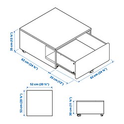 Measurement Illustration - SLÄKT storage box with casters