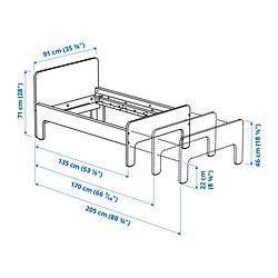 Ilustración de medidas - SLÄKT cama extensible