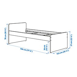 Measurement Illustration - SLÄKT/NATTAPA bed with guard rail