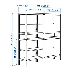 Measurement Illustration - KOLBJÖRN shelving unit with 2 cabinets, indoor/outdoor