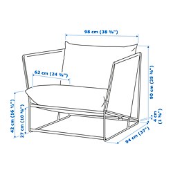 Ilustración de medidas - HAVSTEN Sillón jardín