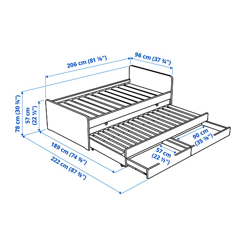 SLÄKT, bed frame w/pull-out bed + storage 3 of 8 open dialog