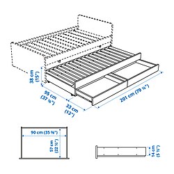 Ilustración de medidas - SLÄKT cama inferior 90 cm