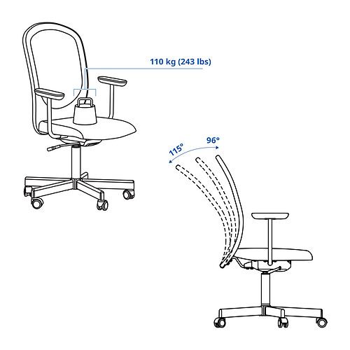 FLINTAN, office chair with armrests 4 of 9 open dialog