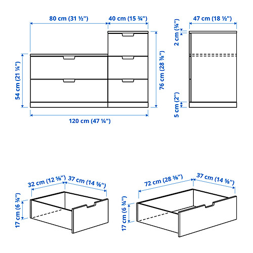 NORDLI, 5-drawer chest 6 of 6 open dialog