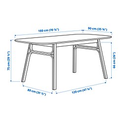 Ilustración de medidas - VOXLÖV mesa de comedor