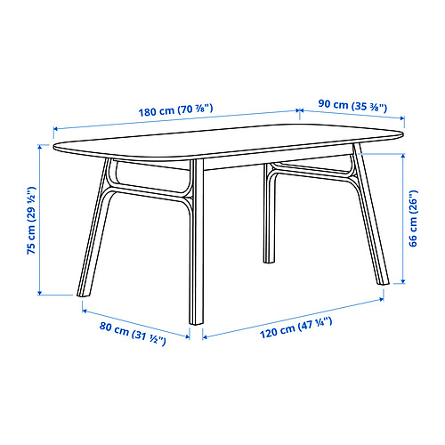 VOXLÖV, mesa de comedor 6 de 6 open dialog