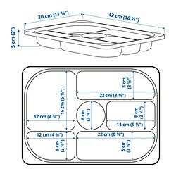 Ilustración de medidas - TROFAST portaobjetos con compartimentos