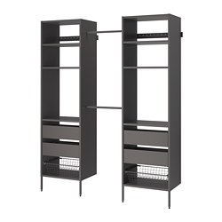 AURDAL, wardrobe combination, Dark gray