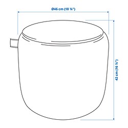 Ilustración de medidas - JÄRRESTAD puf con almacenaje