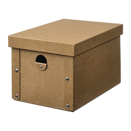 Caja GÄRDESGÅRD, marrón, rectángulo, cartón, diseño sencillo, almacenamiento.