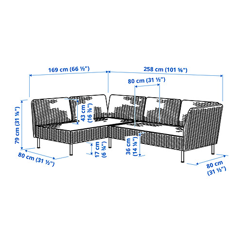 VITTSKÄR, sofá de esquina modular de 3 plazas. 4 de 4 abrir diálogo