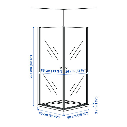 OPPEJEN / FOTINGEN, shower enclosure with 2 doors/tray 3 of 3 open dialog