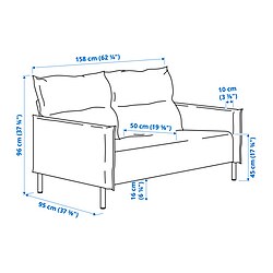Ilustración de medidas - MANNARP sofá de 2 plazas