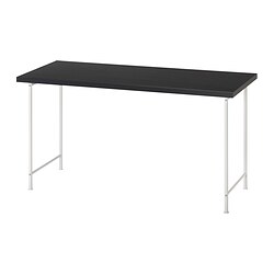 LAGKAPTEN/SPÄND, desk, Black-brown / white